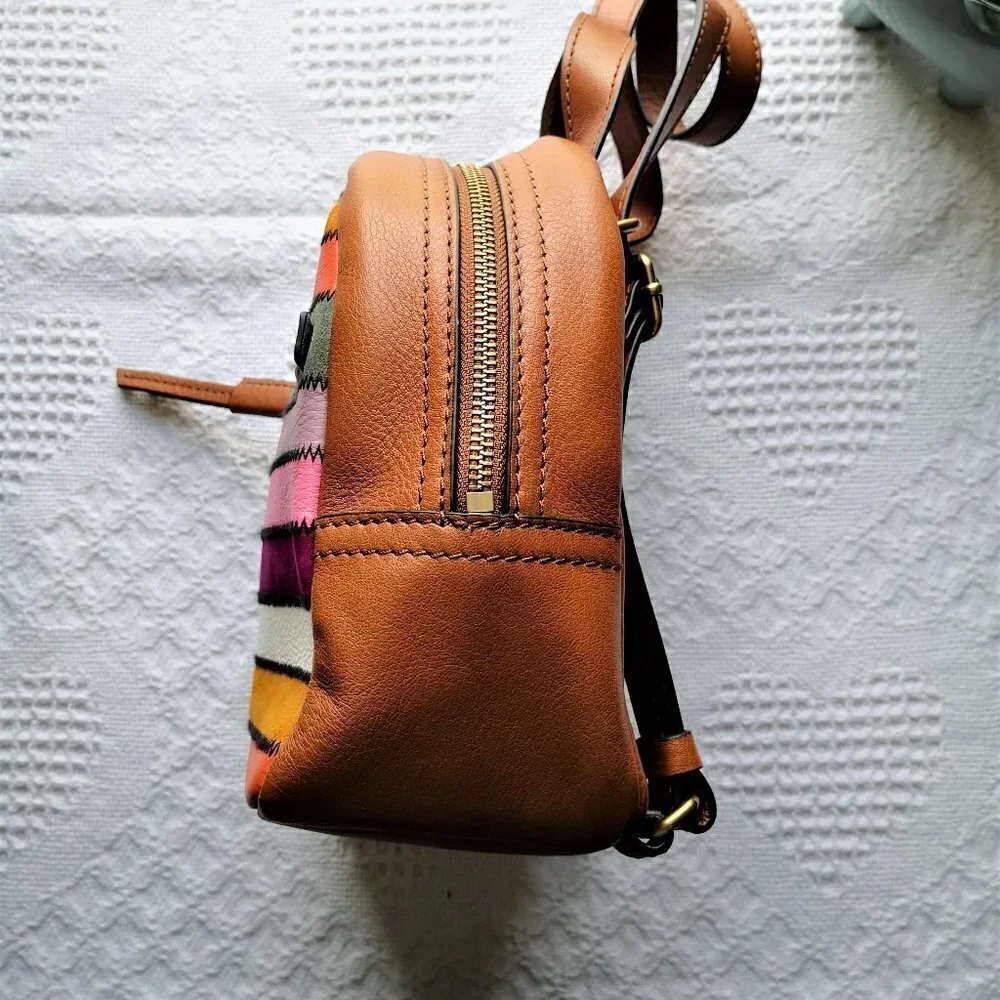 Brand New Fossil Megan Patchwork‎ Mini Leather Backpack
